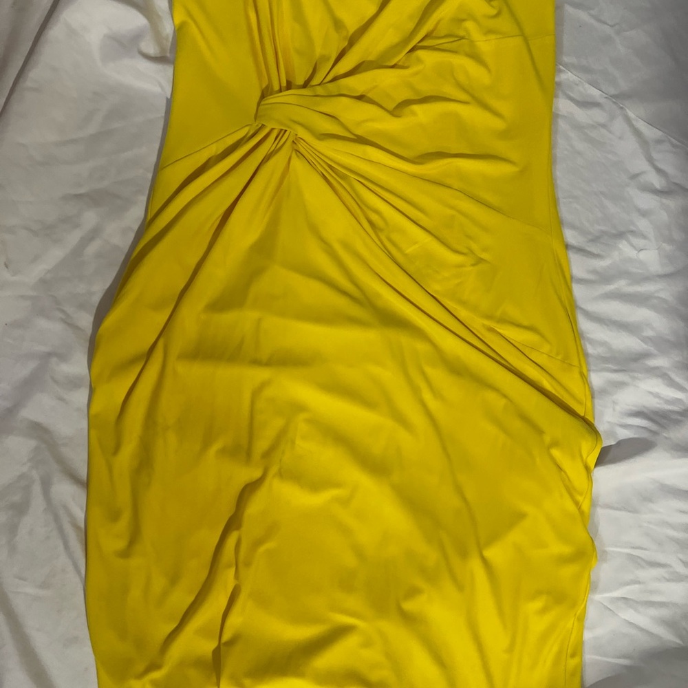 Adrianna Papell One Shoulder Yellow Dress